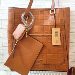 NWT STEVE MADDEN BGIANNA LOGO TOTE COGNAC
